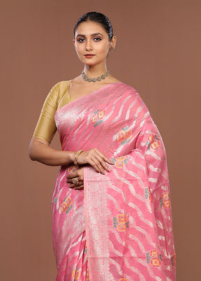 Pink Dupion Silk Saree With Blouse Piece