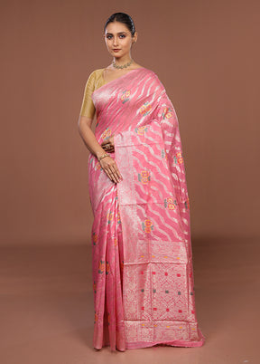 Pink Dupion Silk Saree With Blouse Piece
