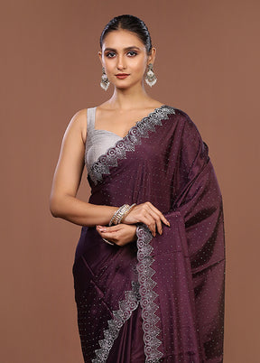 Purple Dupion Silk Saree With Blouse Piece