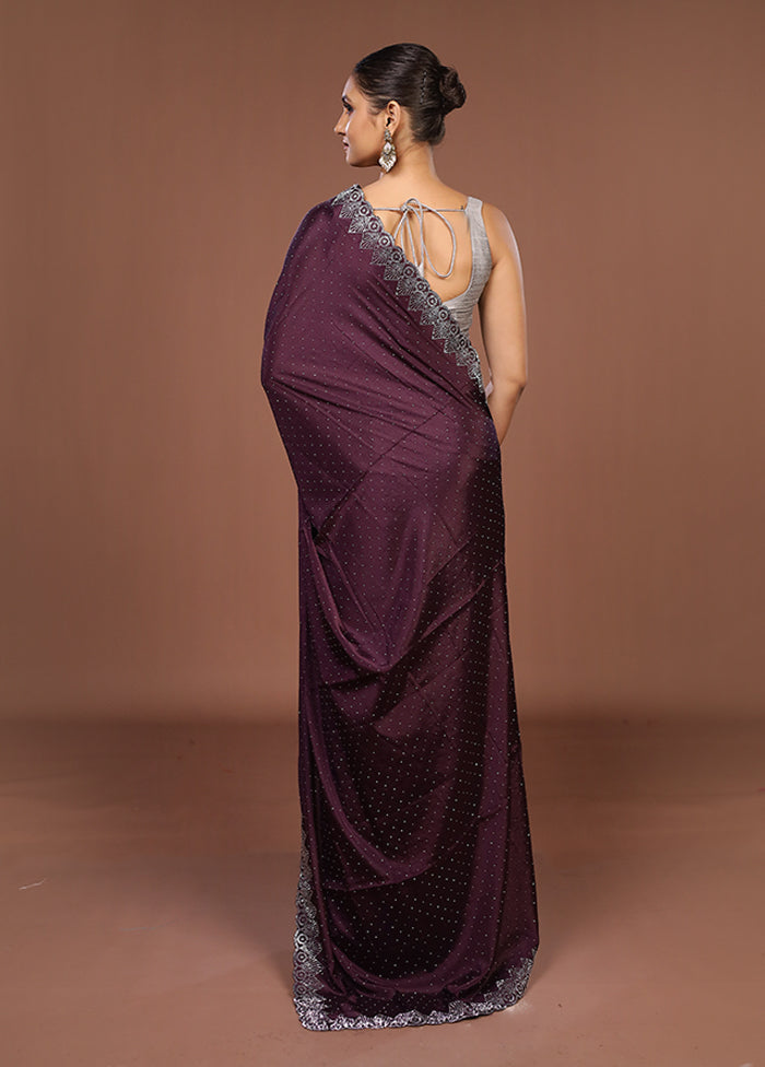 Purple Dupion Silk Saree With Blouse Piece