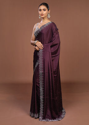 Purple Dupion Silk Saree With Blouse Piece