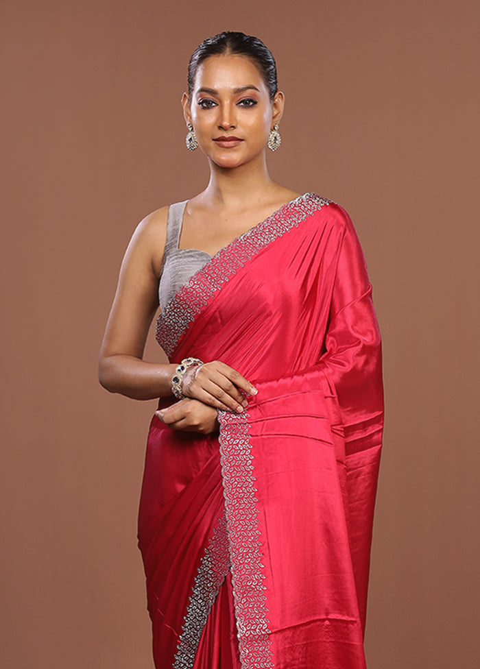 Pink Dupion Silk Saree With Blouse Piece