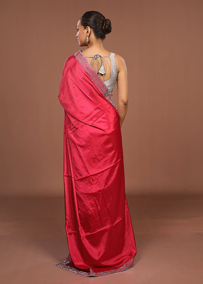 Pink Dupion Silk Saree With Blouse Piece