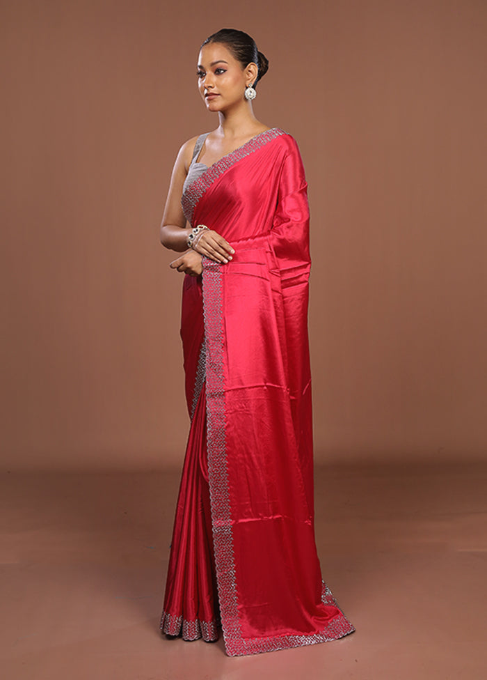 Pink Dupion Silk Saree With Blouse Piece