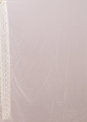 White Chiffon Silk Saree With Blouse Piece