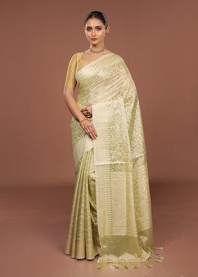 Green Tissue Silk Saree With Blouse Piece