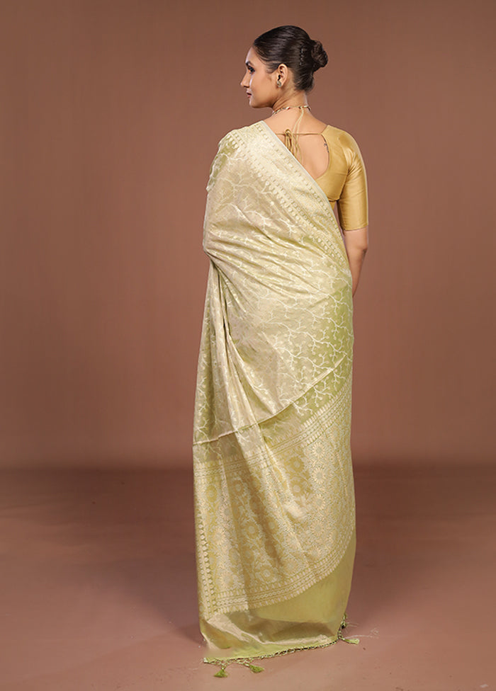 Green Tissue Silk Saree With Blouse Piece