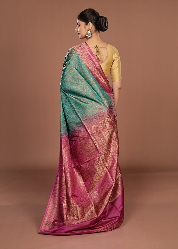 Green Jamewar Silk Saree With Blouse Piece