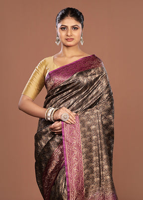 Black Jamewar Silk Saree With Blouse Piece