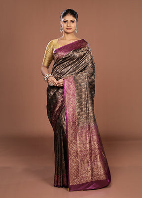 Black Jamewar Silk Saree With Blouse Piece
