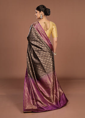 Black Jamewar Silk Saree With Blouse Piece