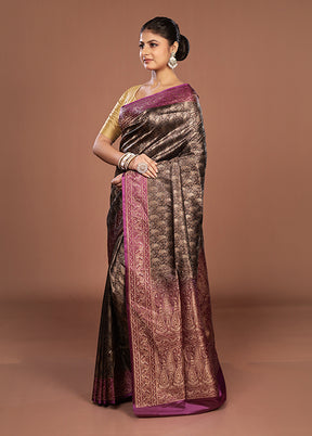 Black Jamewar Silk Saree With Blouse Piece