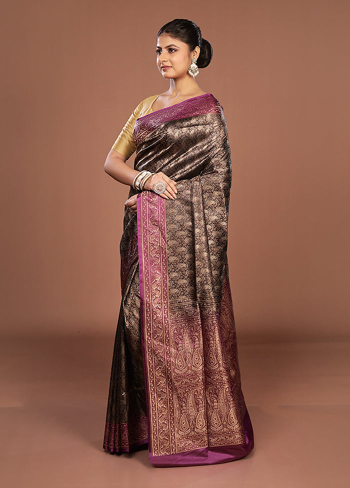 Black Jamewar Silk Saree With Blouse Piece