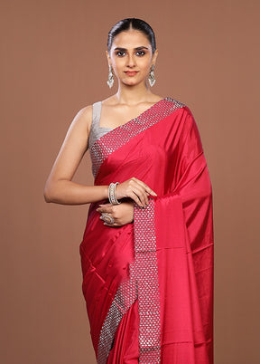 Pink Chiffon Silk Saree With Blouse Piece