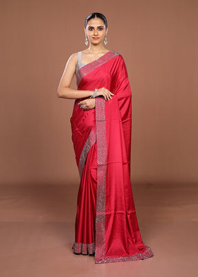 Pink Chiffon Silk Saree With Blouse Piece