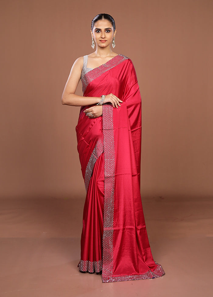 Pink Chiffon Silk Saree With Blouse Piece