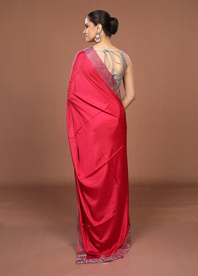 Pink Chiffon Silk Saree With Blouse Piece