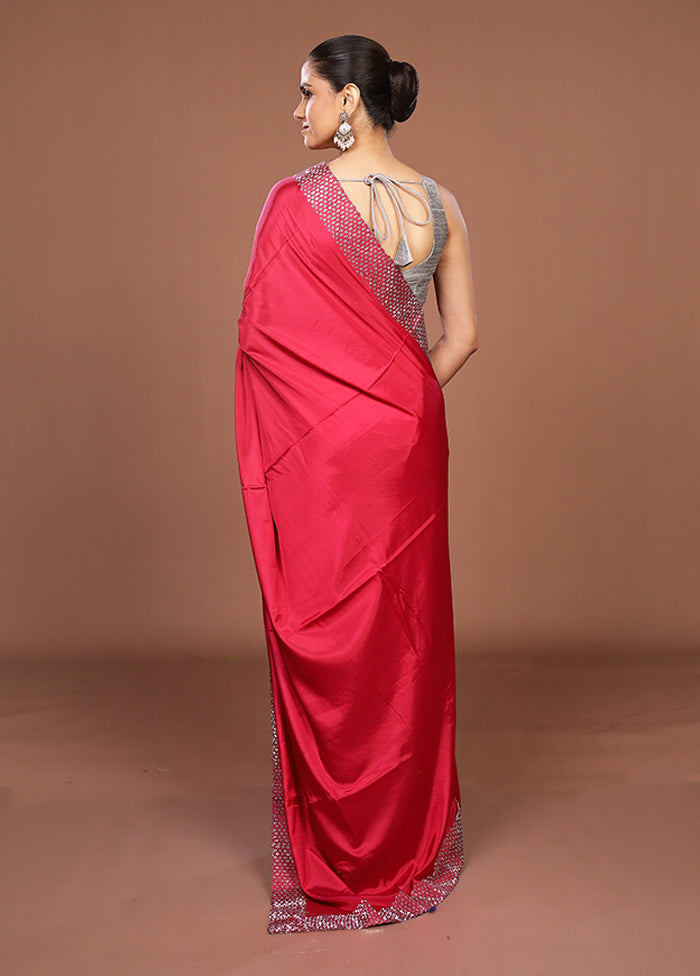 Pink Chiffon Silk Saree With Blouse Piece