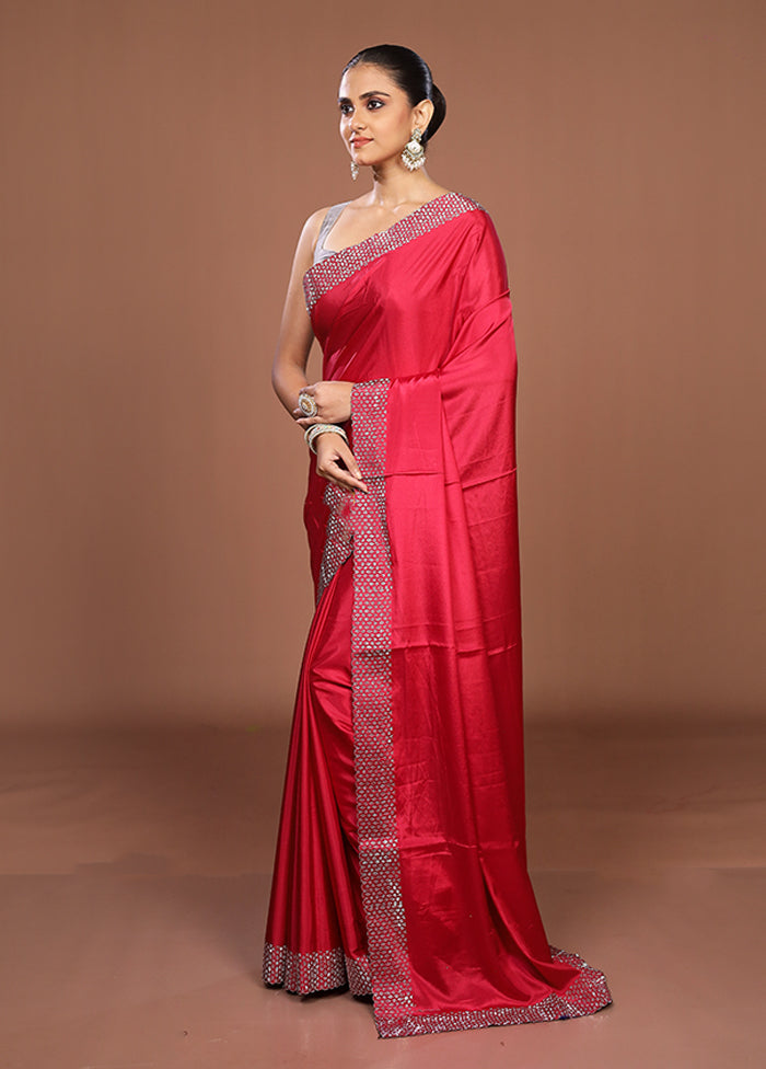 Pink Chiffon Silk Saree With Blouse Piece