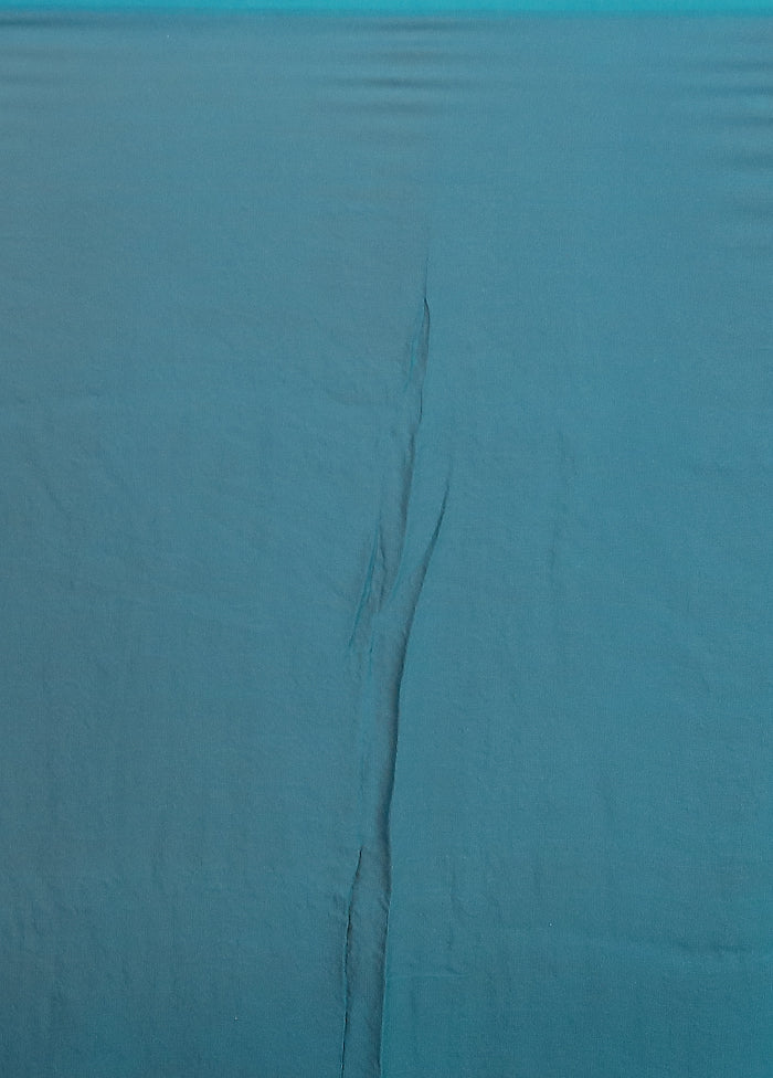 Green Handloom Pure Georgette Saree With Blouse Piece