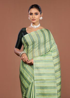 Green Handloom Kanchipuram Pure Silk Saree With Blouse Piece