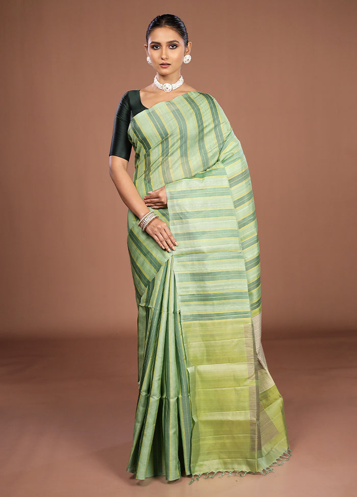 Green Handloom Kanchipuram Pure Silk Saree With Blouse Piece