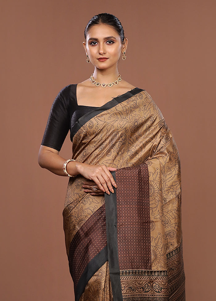 Cream Dupion Silk Saree With Blouse Piece