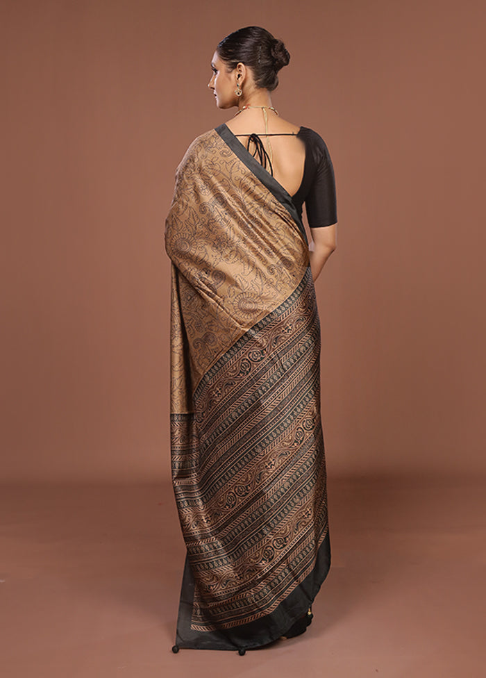 Cream Dupion Silk Saree With Blouse Piece