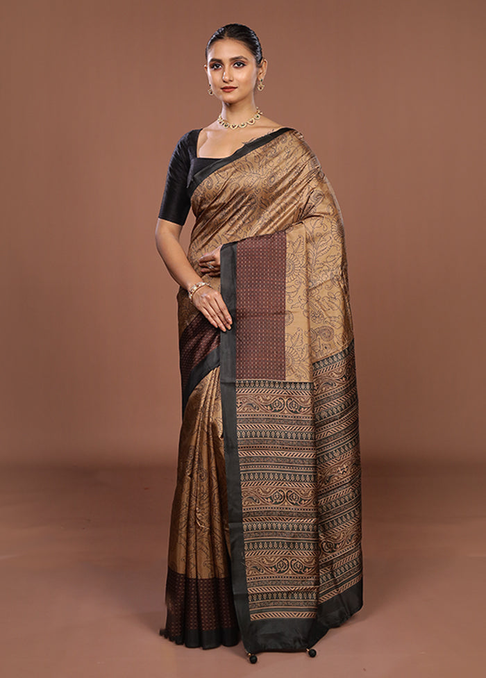 Cream Dupion Silk Saree With Blouse Piece