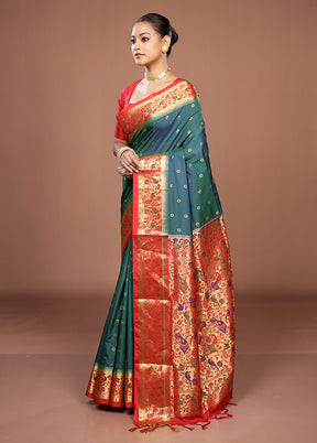 Green Kanjivaram Silk Saree With Blouse Piece