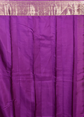 Purple Handloom Kanchipuram Pure Silk Saree With Blouse Piece