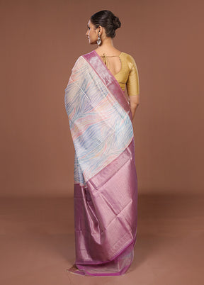 Blue Pure Cotton Saree With Blouse Piece