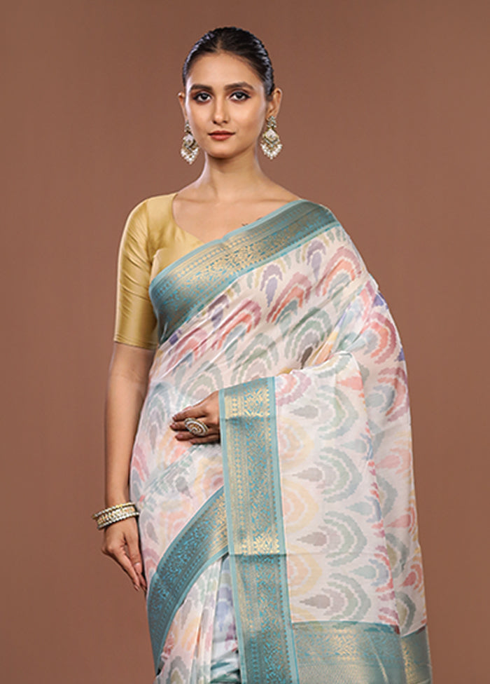 White Pure Cotton Saree With Blouse Piece