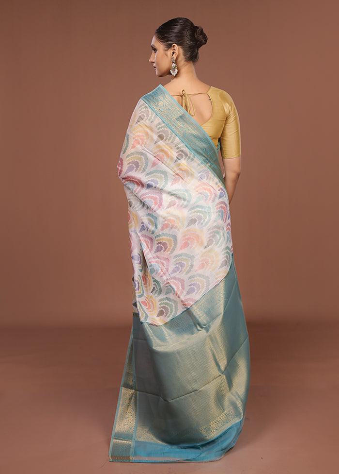 White Pure Cotton Saree With Blouse Piece