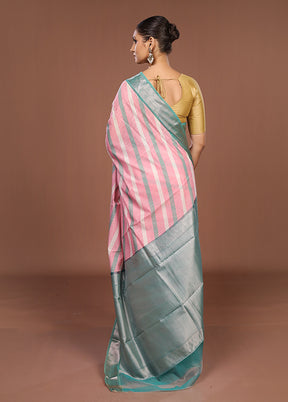 Pink Pure Cotton Saree With Blouse Piece