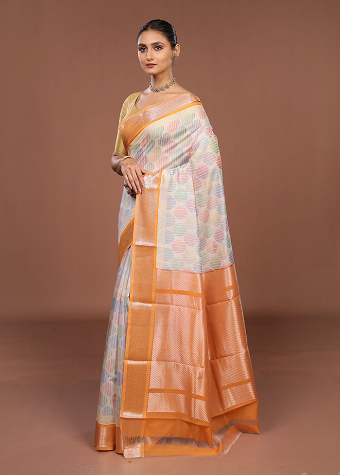 Multicolor Pure Cotton Saree With Blouse Piece