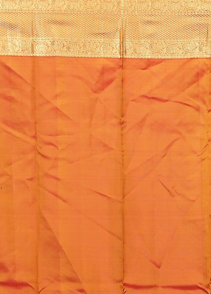 Yellow Handloom Kanchipuram Pure Silk Saree With Blouse Piece