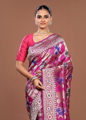Multicolor Handloom Katan Pure Silk Saree With Blouse Piece