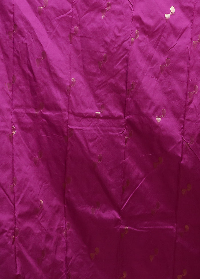 Purple Handloom Kanjivaram Pure Silk Saree With Blouse Piece