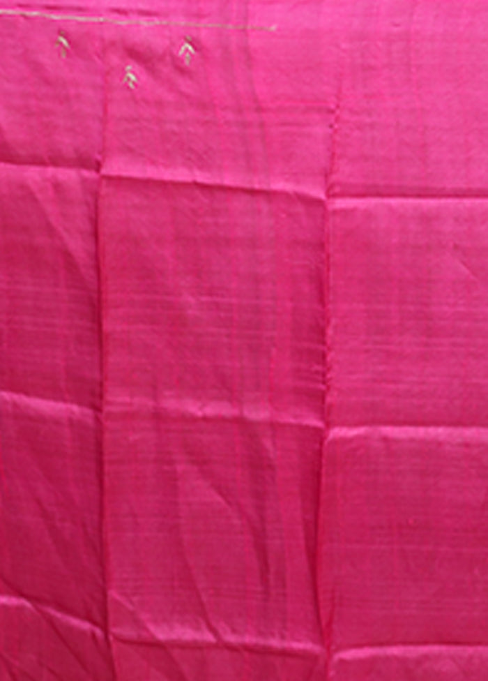 Cream Handloom Tussar Pure Silk Saree With Blouse Piece