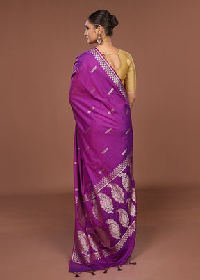 Purple Katan Silk Saree With Blouse Piece