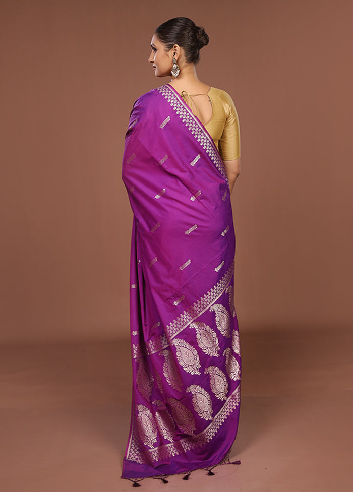 Purple Katan Silk Saree With Blouse Piece