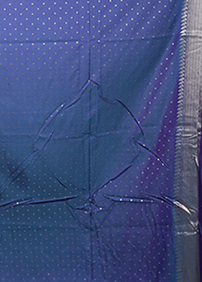 Blue Katan Silk Saree With Blouse Piece