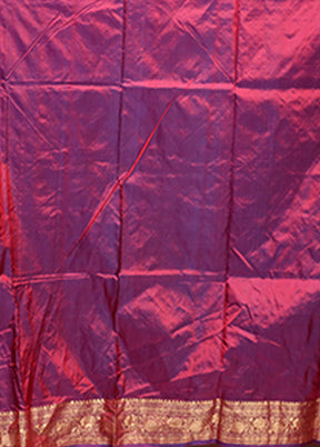 Purple Handloom Katan Pure Silk Saree With Blouse Piece