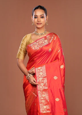 Pink Handloom Katan Pure Silk Saree With Blouse Piece