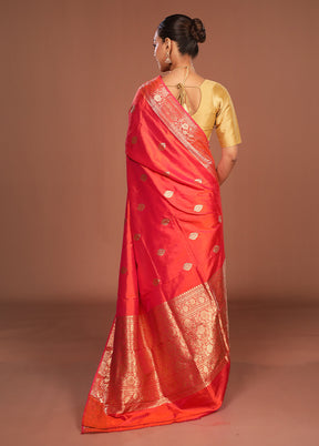 Pink Handloom Katan Pure Silk Saree With Blouse Piece