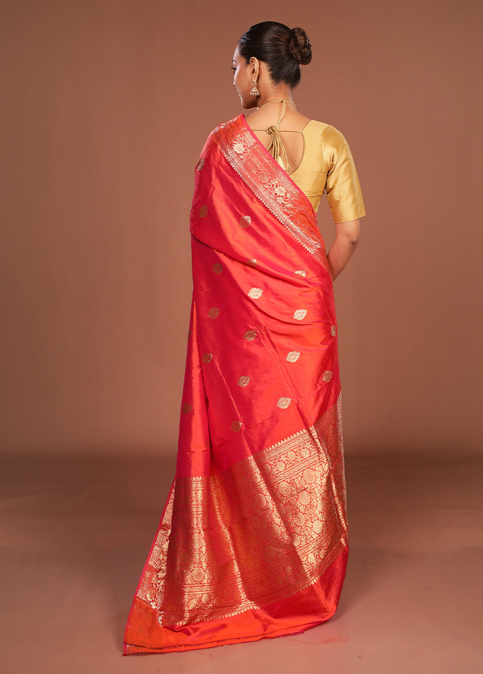 Pink Handloom Katan Pure Silk Saree With Blouse Piece