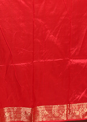 Red Handloom Katan Pure Silk Saree With Blouse Piece