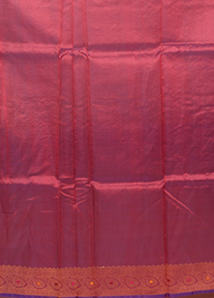 Purple Handloom Pure Organza Saree With Blouse Piece