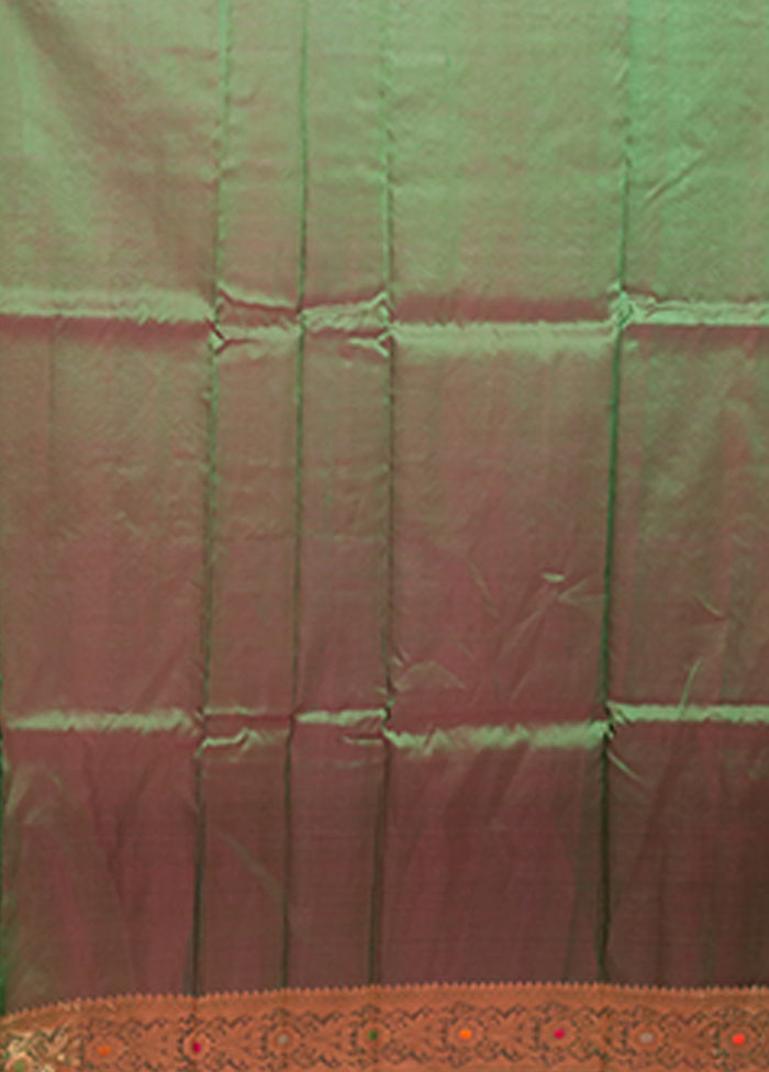 Green Handloom Pure Organza Saree With Blouse Piece